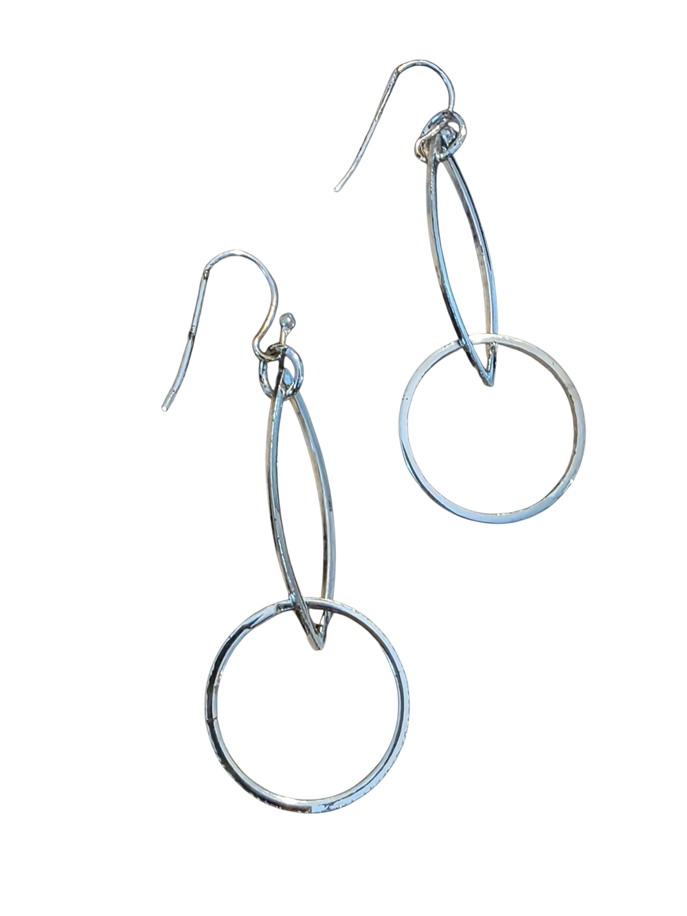 Modern Double-Hoop Dangle Earrings in Shiny Silver